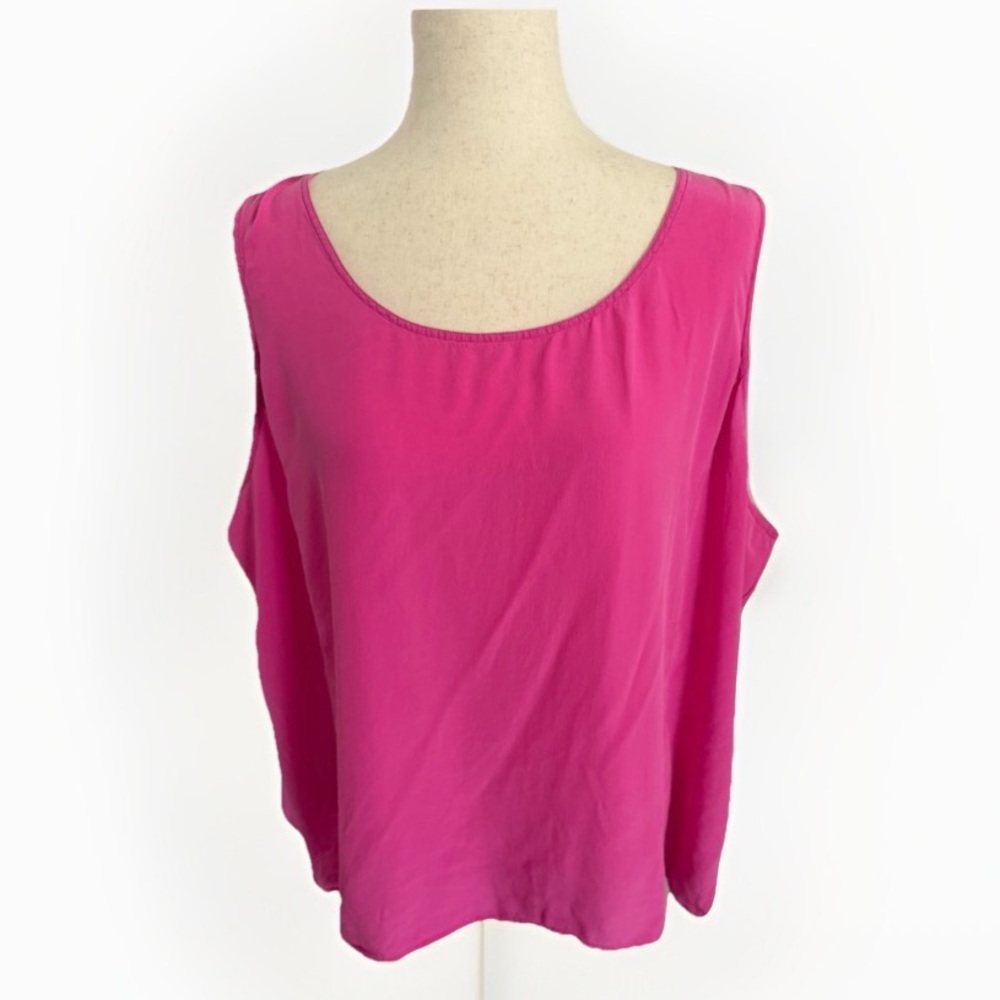 90s Vintage Diane Gilman Pink 100% Silk Camisole Tank Top 3X Coquette Spring